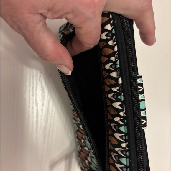 Vera Bradley Teal and Brown Patterned Turnlock Wallet - Picture 5 of 16